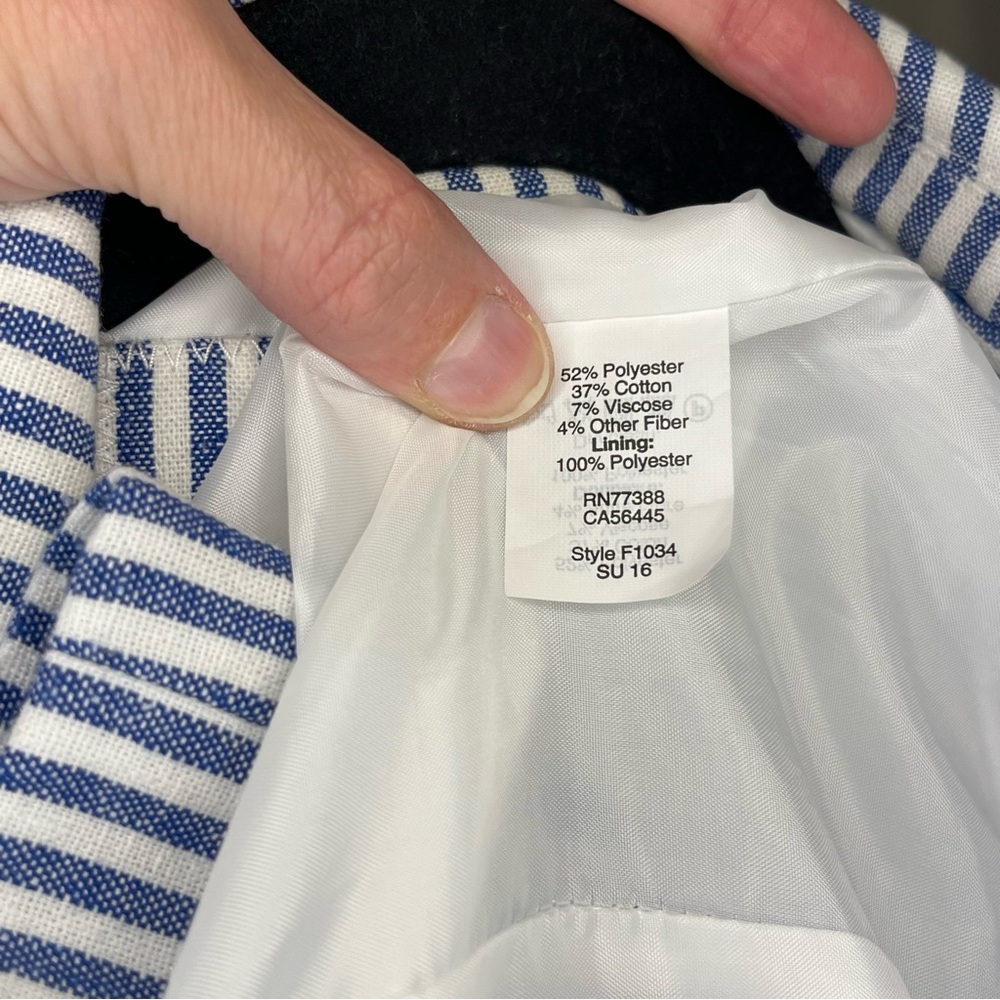 J. Crew Blue and White Striped Cotton Blend Blazer - Picture 8 of 10